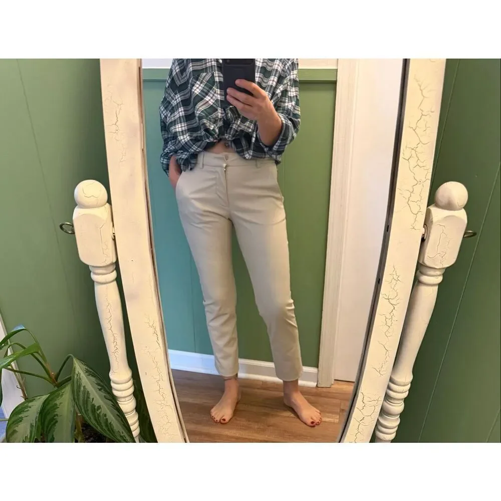 ZARA Beige Faux Leather Straight Pants Size US 2 EUR 34